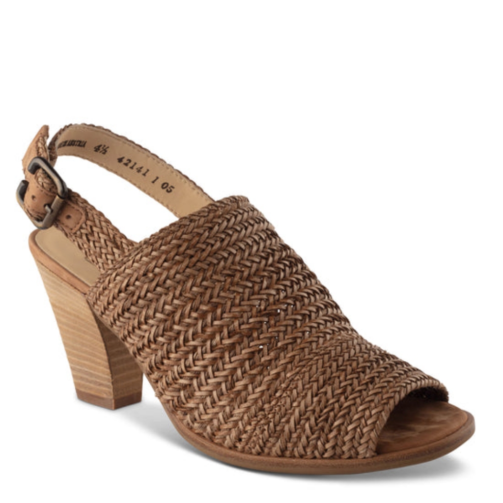 Like New Paul Green Lovely Sandal Tan Sisal Cuoio Woven Combo Heel Size 7
